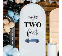 Two Fast Birthday Sticker Sign for Backdrop, Birthday Decorations Race Car Party Decorations for Wall Wood Poster Board Mirror Two Fast Backdrop for Balloon Arch Party Playroom