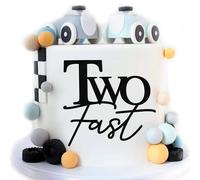 Two Fast Cake Topper - Acrylic Racing Car Birthday Decoration, 'Two Fast' Sign, Letter 2nd Birthday Cake Topper, Race Car Theme 2nd Party Decoration