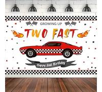Two Fast Photography Backdrop For Boys Red Racing Car 2nd Birthday Party Decorations Kids Cake Table Background Banner Studio 120X80cm