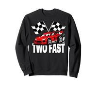 Two Fast Racing Car Checkered Flag Speed Sweatshirt