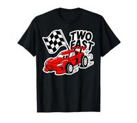 Two Fast Racing Car Checkered Flag Speed T-Shirt