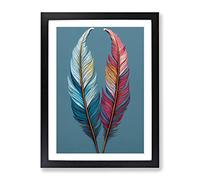 Two Feathers Framed Print | A2 Black Framed Wall Art | Ready to Hang | Modern Nature Picture | Living Room Bedroom Lounge Office