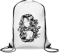 Two Female Faces Gym Sack Casual Drawstring Bag White