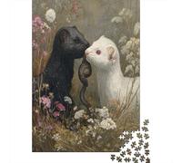 Two Female Mongooses Eating A Snake Jigsaw Puzzles. 70x50cm/1000pcs Whimsical Challenge Toy for Educational Games Gifts