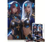 Two Female Warriors Anime Girl Gaming Jigsaw Puzzles 1000 Piece for Adults Logic Ability Unwind Easily Secure Join (38x52cm)