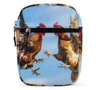 Two Fighting Chickens Small Crossbody Bag for Men Women