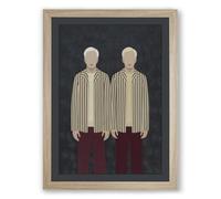 Two Figures Mirrored Modern Framed Wall Art Print A1 (84.1×59.4cm) Oak, Wall Decor for Living Room, Bedroom, Office & Home, Ready to Hang, Art Gift