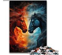 Two Fire Horses Jigsaws Puzzles 1000 Pieces for Adults Gifts, Suitable for Ages 14 And Up Toy Wall Decor Birthday And Unique Gifts (50x75cm)