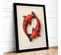 Two Fish in Balance Boho Framed Wall Art Print A4 (29.7×21cm) Black, Wall Decor for Living Room, Bedroom, Office & Home, Ready to Hang, Art Gift