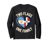 Two Flags One Family Argentinian Dominican Roots Argentina Long Sleeve T-Shirt