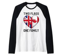 Two Flags One Family British Canadian Heart Raglan Baseball Tee