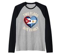 Two Flags One Family Cuba Argentina Argentine Roots Cuban Raglan Baseball Tee