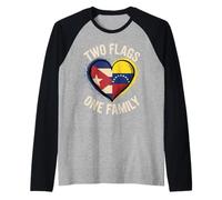 Two Flags One Family Cuban Venezuelan Roots Cuba Venezuela Raglan Baseball Tee