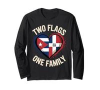 Two Flags One Family Half Cuban Dominican Roots Cuba Long Sleeve T-Shirt