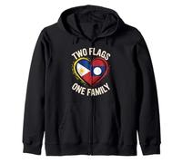 Two Flags One Family Half Filipino Laotian Roots Philippines Zip Hoodie