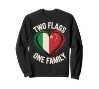 Two Flags One Family Italian Chinese Family Roots Sweatshirt