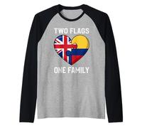 Two Flags One Family UK Colombia Heart Pride Raglan Baseball Tee