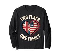 Two Flags One Family UK USA Heritage British Roots American Long Sleeve T-Shirt