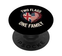 Two Flags One Family UK USA Heritage British Roots American PopSockets Adhesive PopGrip