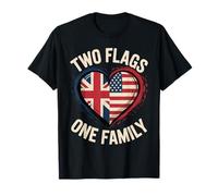 Two Flags One Family UK USA Heritage British Roots American T-Shirt