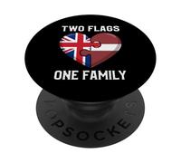 Two Flags One Family United Kingdom Latvia Heart PopSockets Adhesive PopGrip