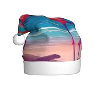 Two flamingos Festive Christmas Hats for Adults - Cozy Santa Hat for Men Women New Year Party Supplies Red