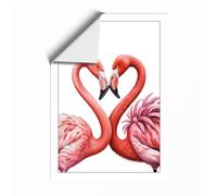 Two Flamingos, One Heart Coastal Unframed Wall Art Print A1 (84.1×59.4cm), Wall Decor for Living Room, Bedroom, Office & Home, Art Gift
