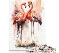 Two Flamingos Watercolor Puzzle for Adults 500 Pieces Puzzles Wooden Puzzles Learning Educational Puzzle 500pcs (52x38cm)