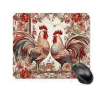 Two Flower Roosters Mouse Pad Square Laptop Mouse Mat Cute Computer Mousepad Keyboard Pad Non-Slip Desk Pads for Gaming Office Work Home 25 * 30cm