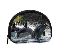 Two flowers Coin Purse - Coin Pouch Mini Change Purse for Coins, Keys, Lipstick and Essentials with Zipper Closure, Three Dolphins, One Size, Fashion
