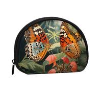 Two flowers Coin Purse - Coin Pouch Mini Change Purse for Coins, Keys, Lipstick and Essentials with Zipper Closure, Two Beautiful Butterflies, One Size, Fashion