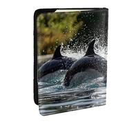 Two flowers Passport Holder for Travel - Passport Case for Men & Women Travel Document Organizer Credit Cards Case, Three Dolphins, One Size