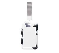 Two Flying Ravens Birds Sliding Id Badge Holder Hard Plastic Work Card Case Name Tag Protector for Nurses Office