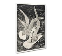 Two Flying Seagulls By Theo Van Hoytema Canvas Print | Gallery Wrapped 30mm Frame Wall Art | 24x16 inches | Ready to Hang | Classic Bird Picture | Living Room Bedroom Lounge Office