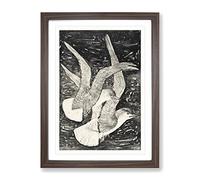 Two Flying Seagulls By Theo Van Hoytema Classic Painting Framed Wall Art Print, Ready to Hang Picture for Living Room Bedroom Home Office Décor, Walnut A4 (34 x 25 cm)