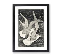 Two Flying Seagulls By Theo Van Hoytema Classic Painting Framed Wall Art Print, Ready to Hang Picture for Living Room Bedroom Home Office Décor, Black A4 (34 x 25 cm)