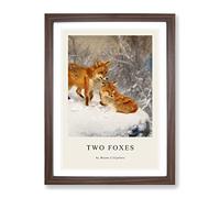 Two Foxes By Bruno Liljefors Exhibition Museum Painting Framed Wall Art Print, Ready to Hang Picture for Living Room Bedroom Home Office Décor, Walnut A2 (64 x 46 cm)