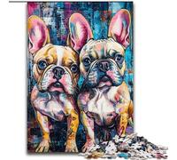 Two French Bulldogs 1000 Piece Jigsaw Puzzles for Teenagers, Staycation Kill Time Every Piece Is Unique - Challenging Family Fun Game 26x38cm