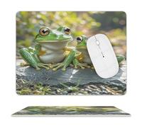 Two Frogs Mouse Pad Non-Slip Leather Mousepad Waterproof Gaming Mouse Mat with Non-Slip Rubber Base Portable Square Mouse Pad for Computers Laptop Mouse 8 X 10 Inch