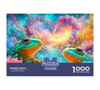 Two Frogs on Lily Pads Under Floral Heart Arch 1000 Piece Jigsaw Puzzle Dream Frog Brainteasing Fun for Adults & Kids 52x38cm/1000pcs