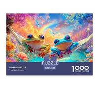 Two Frogs Rest on A Hammock Amid Blooms 1000 Piece Jigsaw Puzzle Dream Frog Brainteasing Fun for Adults & Kids 52x38cm/1000pcs