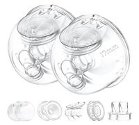 Two Full Milk Collector Cup Sets with 17mm Flange Compatible with Momcozy S12 Pro/S9 Pro Breast Pump, NOT for S9/S12, Replacement Pump Parts with Duckbill Valve, Flange, Diaphragm, Linker, Collector