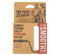 Two Fussy Blokes 4 Inch Microfibre Paint Roller Sleeves - 5mm Nap for Smooth Finish - Ideal for Water-Based Paint, Doors, Trim, Cabinets & Furniture - Spray-like finish [10 Pack]