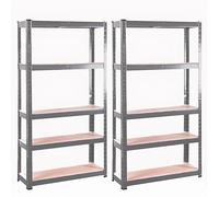 Two G-Rack Garage Shelving Units: 150cm x 75cm x 30cm | Two Bays, Grey 5 Tier Units | 175kg Load Weight Per tier (875kg Per Unit) | Home, Office| 5 Year Warranty, 0050 (G-RACK)