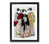 Two Geishas Out Walking by Kitao Shigemasa Framed Print | A2 Black Framed Wall Art | Ready to Hang | Modern Nature Picture | Living Room Bedroom Lounge Office