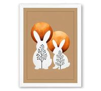 Two Geometric Foxes Modern Framed Wall Art Print A1 (84.1×59.4cm) White, Wall Decor for Living Room, Bedroom, Office & Home, Ready to Hang, Art Gift