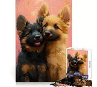Two German Shepherd Puppies Jigsaw Puzzles 1000 Piece for Adults Thinking Skill Relaxed Leisure Neat Edges Perfect Xmas (38x26cm)