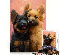 Two German Shepherd Puppies Teenagers Puzzles 1000 Piece Jigsaws Sharp Recall Serene Activity Uniform Cut Joyful Xmas (38x52cm)