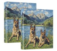 Two German Shepherds 3 D-Ring Binder A4 2 Pack with 200 Sheet for Kids School Supplies Women Men Office