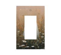 Two Ghosts and White Flowers Light Switch Wall Plate Faceplate Cover Single Rocker 1 Gang Decorator Outlet Receptacle Covers for Home Kitchen Room Bathroom Decor